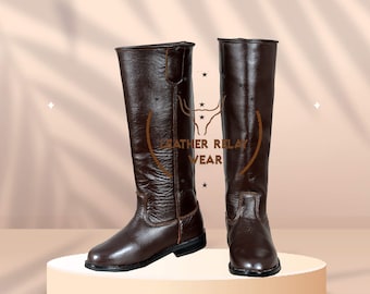 Horse Riding Men Brown Boots, Horseback Riding Boots, Knee High Boots, Tall Riding Boots, Footwear Riding Boot