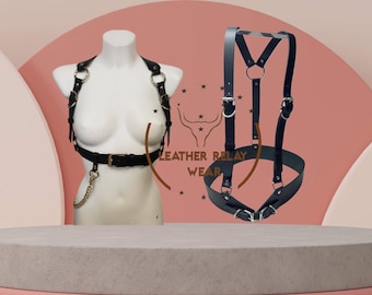 Leather Chest Harness, Leather Suspender Harness, Waist Harness Belt, Fashion Shoulder Belt, Waist Strap, Chest Harness Band