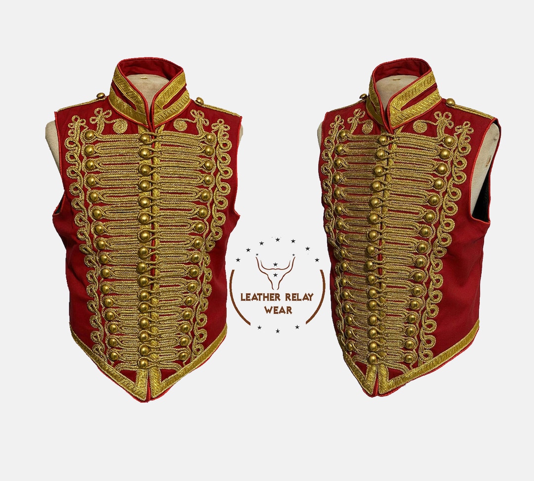 Military Army Red Hussar Waistcoat Pelisse Hussar Vest