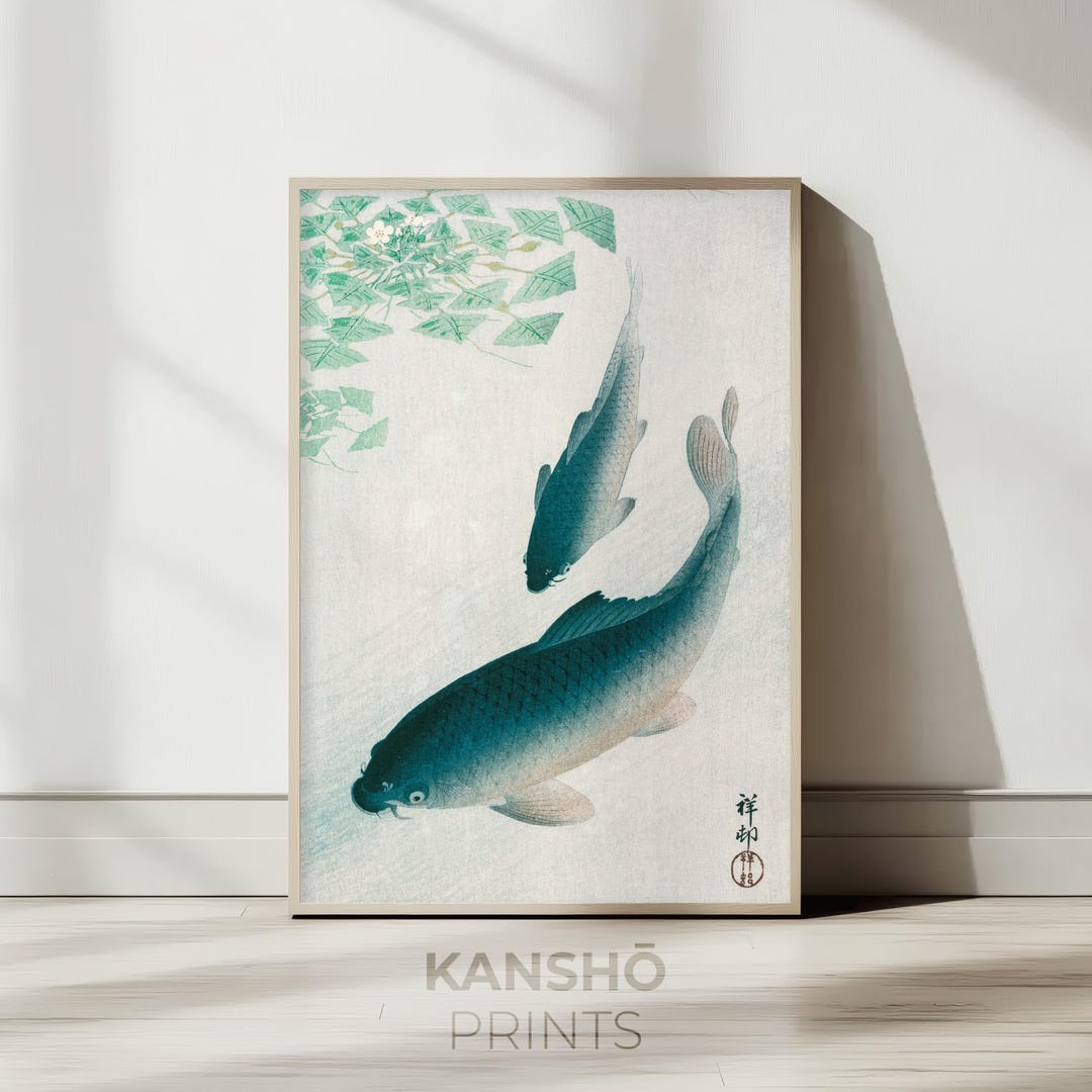 Japanese Patterns Koi Fish Koi Fish Japanese Print by Ohara Koson, Vintage Wall Art Poster, Nature ...