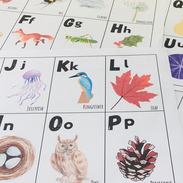 Printable alphabet phonics and numbers flashcards. Morning basket activity, pre reading practice. Homeschool preschool circle time