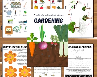 Gardening, Grow your own homeschool unit study printable pack. Nature, fruit and veg, homesteading, plant anatomy.