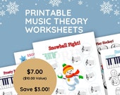 Winter Music Theory Worksheets, Beginner Piano Lessons (Printable PDF)