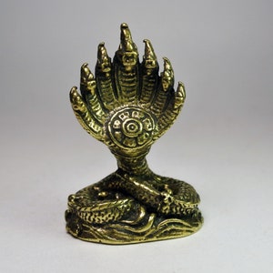 Thai 7 Headed Naga Phaya Nak Miniature Amulet statue wealth good fortune success winning relationship as your wish talisman 064