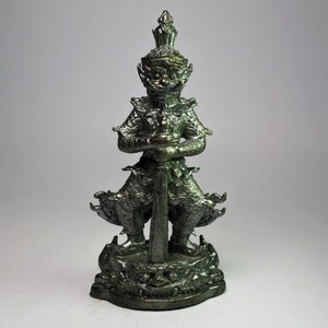 Thai Vessavaṇa Thao Wetsuwan on Rahu God of Wealth Miniature Amulet Statue Divine Statue Holy Figurine 2&quot; 067