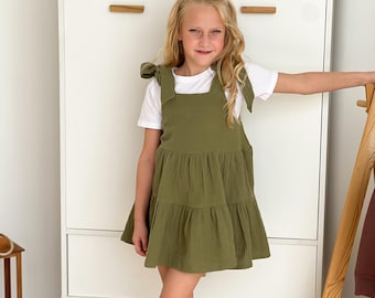 Pinafore Dress PDF Sewing Pattern | Tiered Ruffle Dress for Girls 9m-7Y | Instant Download