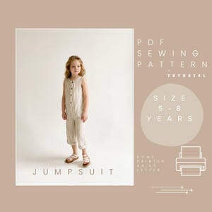 PDF Sewing Pattern Jumpsuit for kids 4-8 years Relaxed Fit Straight Silhouette