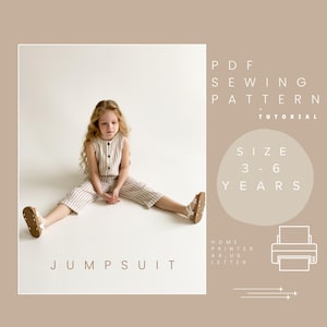 PDF Sewing Pattern Jumpsuit for kids 2-5 years Relaxed Fit Straight Silhouette