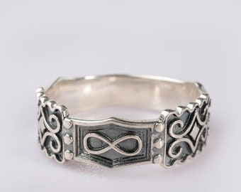 Infinity Silver Band/Womens Infinity Ring/Infinity Ring/Unique Wedding Band/Silver Celtic/Celtic Silver Band/ Mens Wedding Ring/ 925 Silver