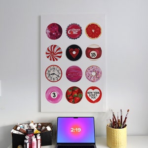 PINK + RED Hand-Painted Circles Collage Wall Art (Digital Download)