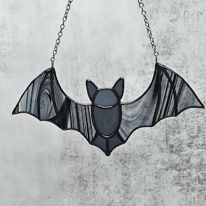 Bat Stained Glass Halloween Suncatcher Hanging Stained Glass Gift Stained Glass Art Bat Gift Spooky