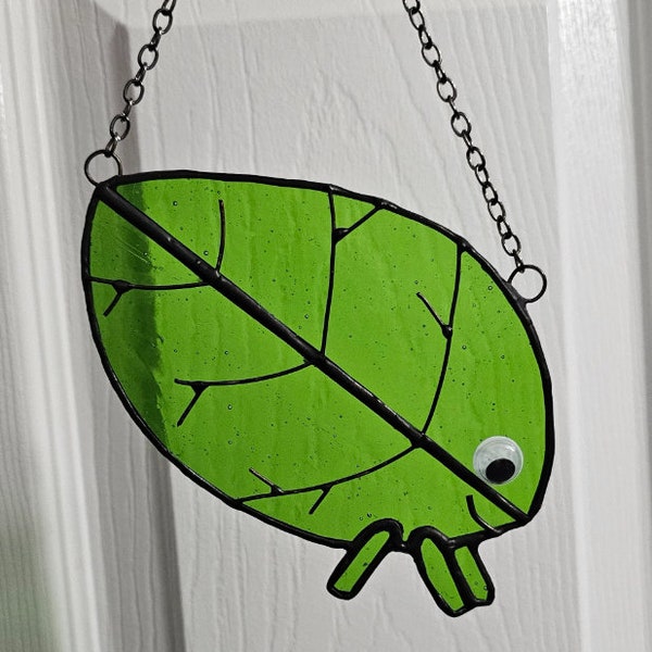 Slight Imperfection Leaf Bug Stained Glass Suncatcher Bluey Lover Gift