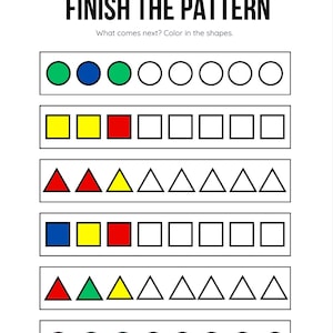 Finish the Pattern Worksheets - Etsy