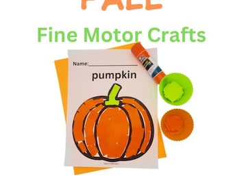 May include: A printable worksheet with a pumpkin outline for kids to color in. The worksheet has the word "pumpkin" written on it. There are also two small orange and green silicone cupcake liners.