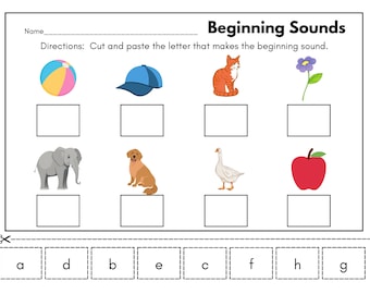 A-Z Beginning Sounds Cut & Paste Worksheets