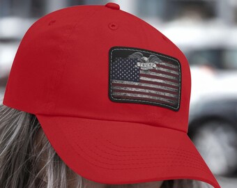 Trump 2024 Trucker Hat: Red MAGA Hat with American Flag