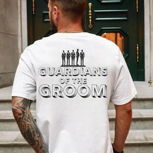 Camicie personalizzate per lo sposo Guardians of the Groomsman Proposal Box Camicie da supereroe per abbinamenti Camicie per lo sposo con riferimenti a film