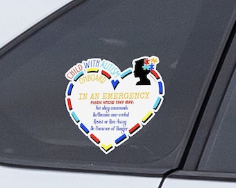 Autism Awareness Car Decal: Heart-Shaped Child On Board Sticker