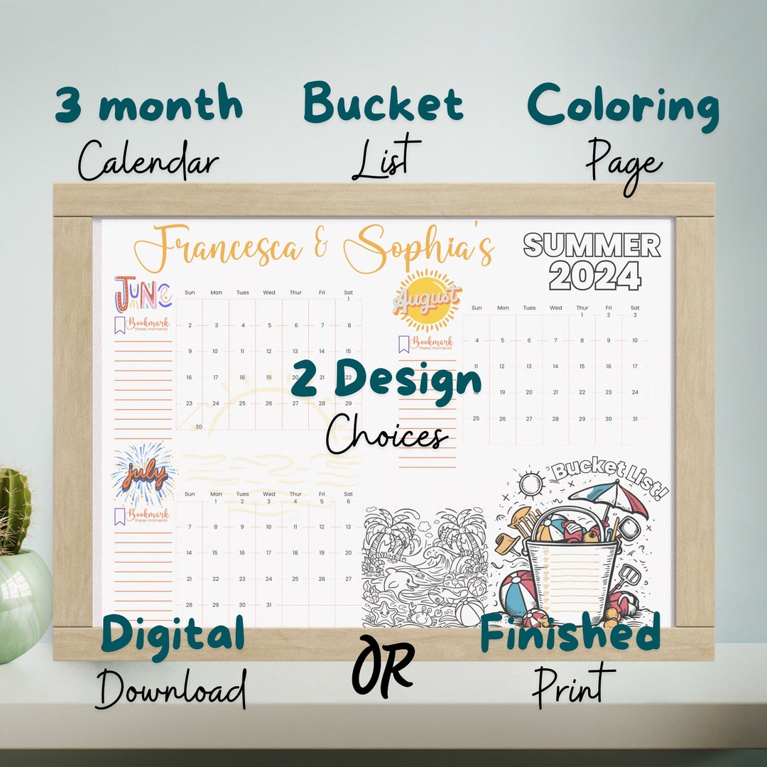 Personalisierte Kinder Bucket List Sommer 2024 Kalender & anpassbare ...