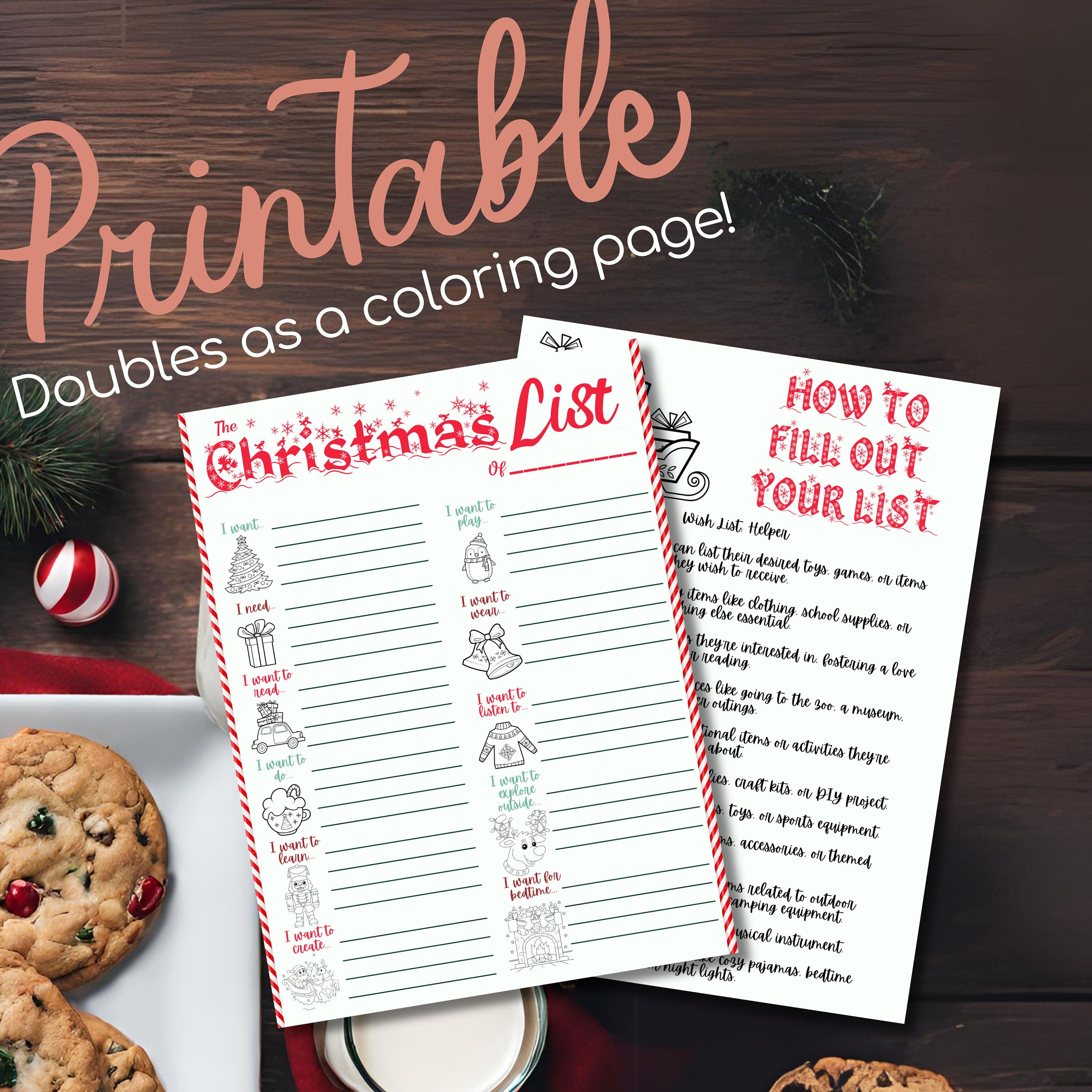Printable Christmas List for Kids Christmas List Printable Customize by ...
