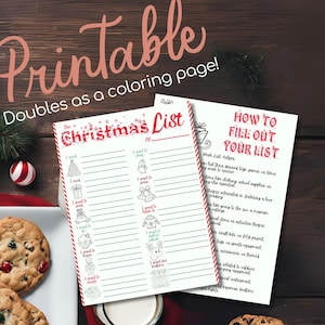 Druckbare Weihnachtsliste für Kinder Weihnachtsliste druckbare Anpassen von Kind Weihnachtsliste für den Druck zu Hause Sofort Download