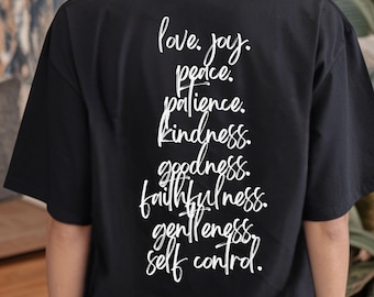 Fruit of the Spirit christelijk shirt – Love Joy Peace Kindness T-shirt – T-shirt bijbelvers – Galaten 5:22 shirt – Faith Graphic T-shirt