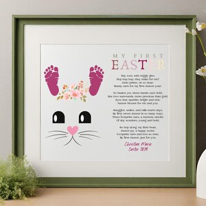 Actividad imprimible de la primera huella de Pascua del bebé para recuerdo de bebé niño, descarga digital para bebé niña, regalo personalizado para bebé para nueva mamá