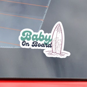 Naklejka dla miłośników plaży na prezent na baby shower dla przyszłej mamy i noworodka Naklejka dla surfera na pokładzie samochodu Naklejka winylowa na samochód