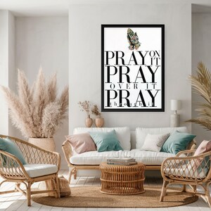 Christian Pray on It Prayer Wall Art Boho Coastal Decor Digital ...