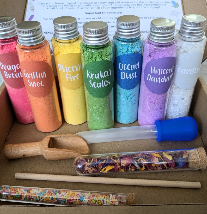 Rainbow Potion Making Kit for Kids | Creative, Messy Play | Make Fizzing, Popping, Colourful Potions! Full kit