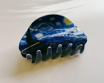 Velvet Claws Starry Night Van Gogh Artistic Hair Clip | Claw Clip in Velvet Travel Bag