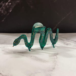 Cleopatra Green Snake Hair Claw | Asp Cobra Shaped Graphic Creative Spooky Gothic Claw Clip in Velvet Travel Bag image 7