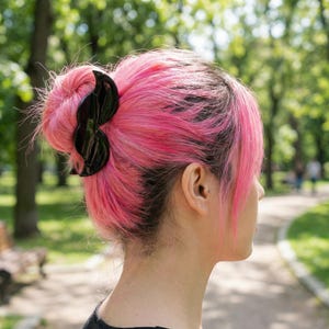 Mr. Mustache Hair Claw | Funny Black Claw Clip in Velvet Travel Bag