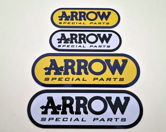 Arrow 3D Metal Exhaust Sticker Badge Logo Graphics Decals Emblem Yellow/Blue - Black/White autocollant Aufkleber Abzeichen emblème pegatina