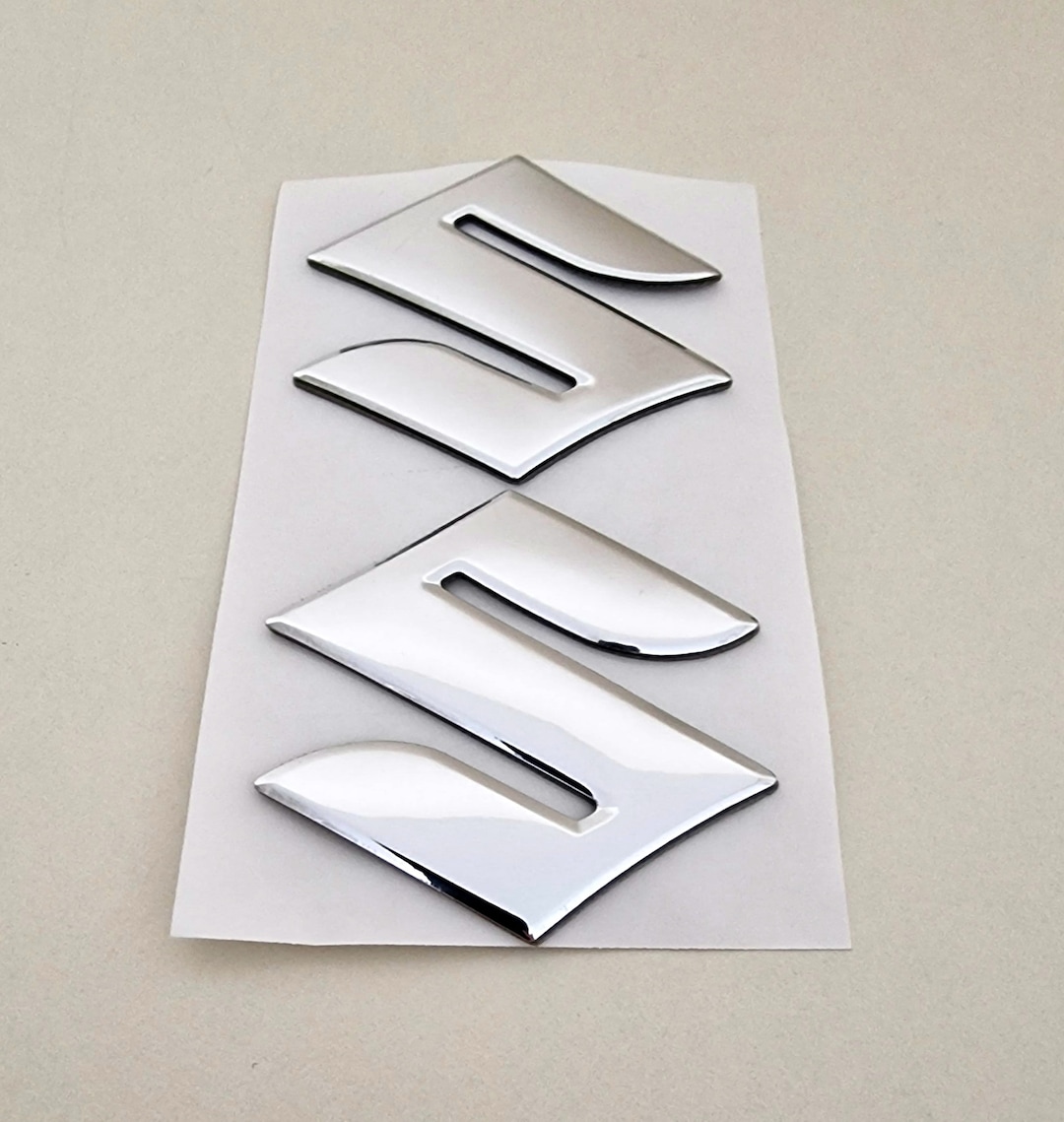Suzuki Silver Chrome 3D Badge Logo Stickers Graphics Decals Tank Emblem