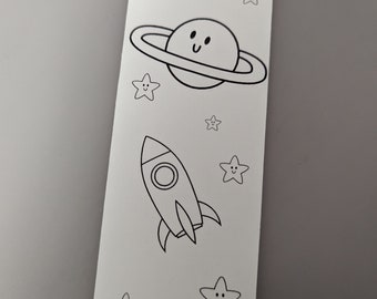 Color Your Own Bookmark Outerspace