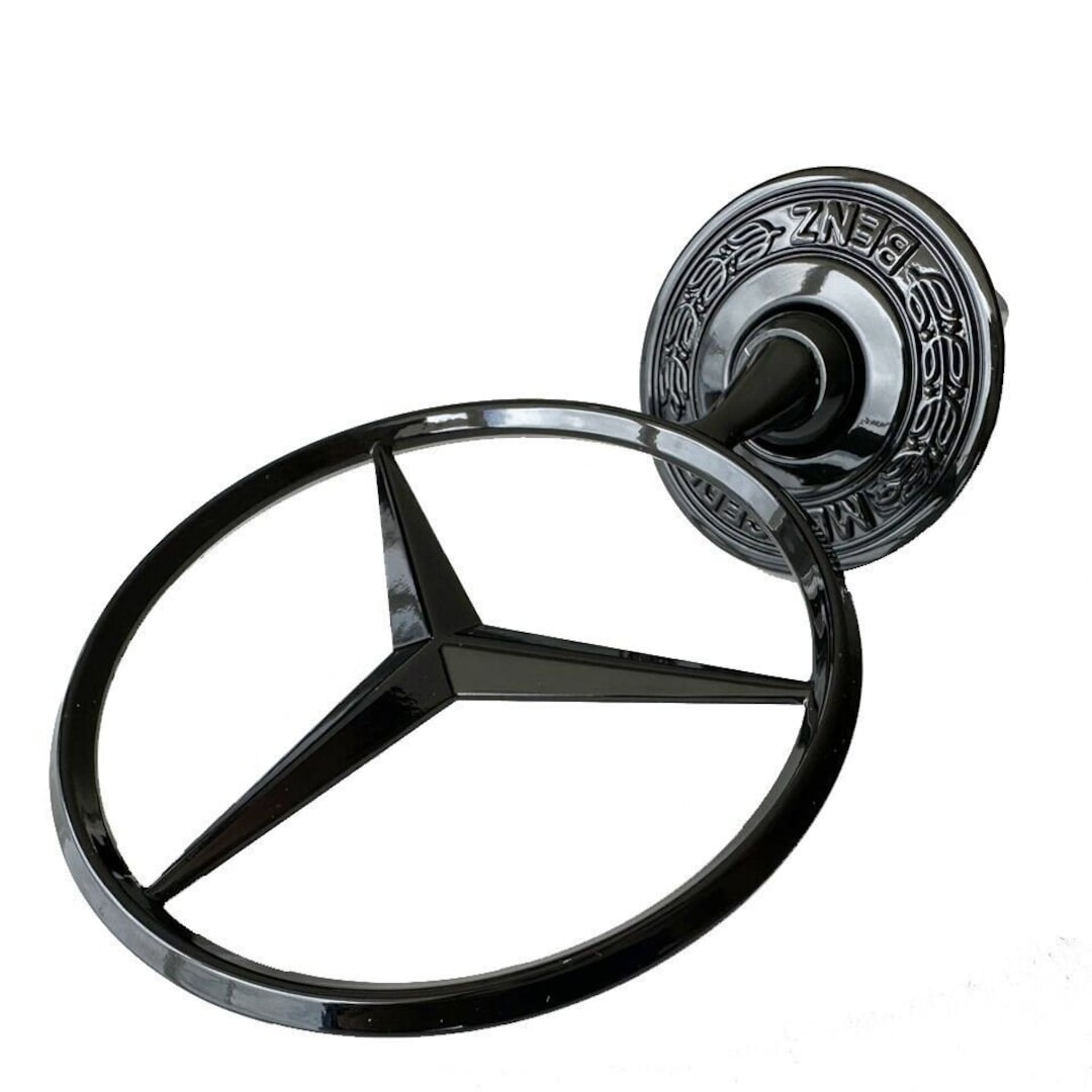 Gloss Black Mercedes Raised Star Emblem Badge Chrome C E S CLK
