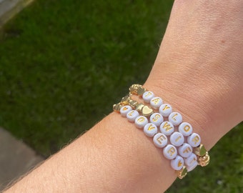 Pulseira da Amizade Personalizada com Miçangas, Estilo Eras, Joias com Nome, Presente para Amiga