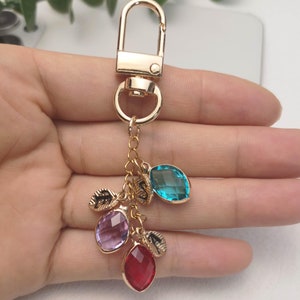 Personalized Birthstone Keychain , Custom Aquamarine Key Ring for Girl ,Mothers Day Gift, mother birthday gift, , Family tree keychain
