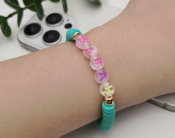 Bracelet de perles personnalisé prénom, bracelet de perles avec lettre, bracelet de perles prénom, bracelet maman et moi, prénom personnalisé de perles, cadeau pour maman