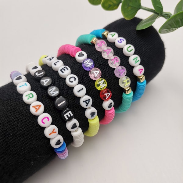 Bracelet de perles personnalisé prénom, bracelet de perles avec lettre, bracelet de perles prénom, bracelet maman et moi, prénom personnalisé de perles, cadeau pour maman