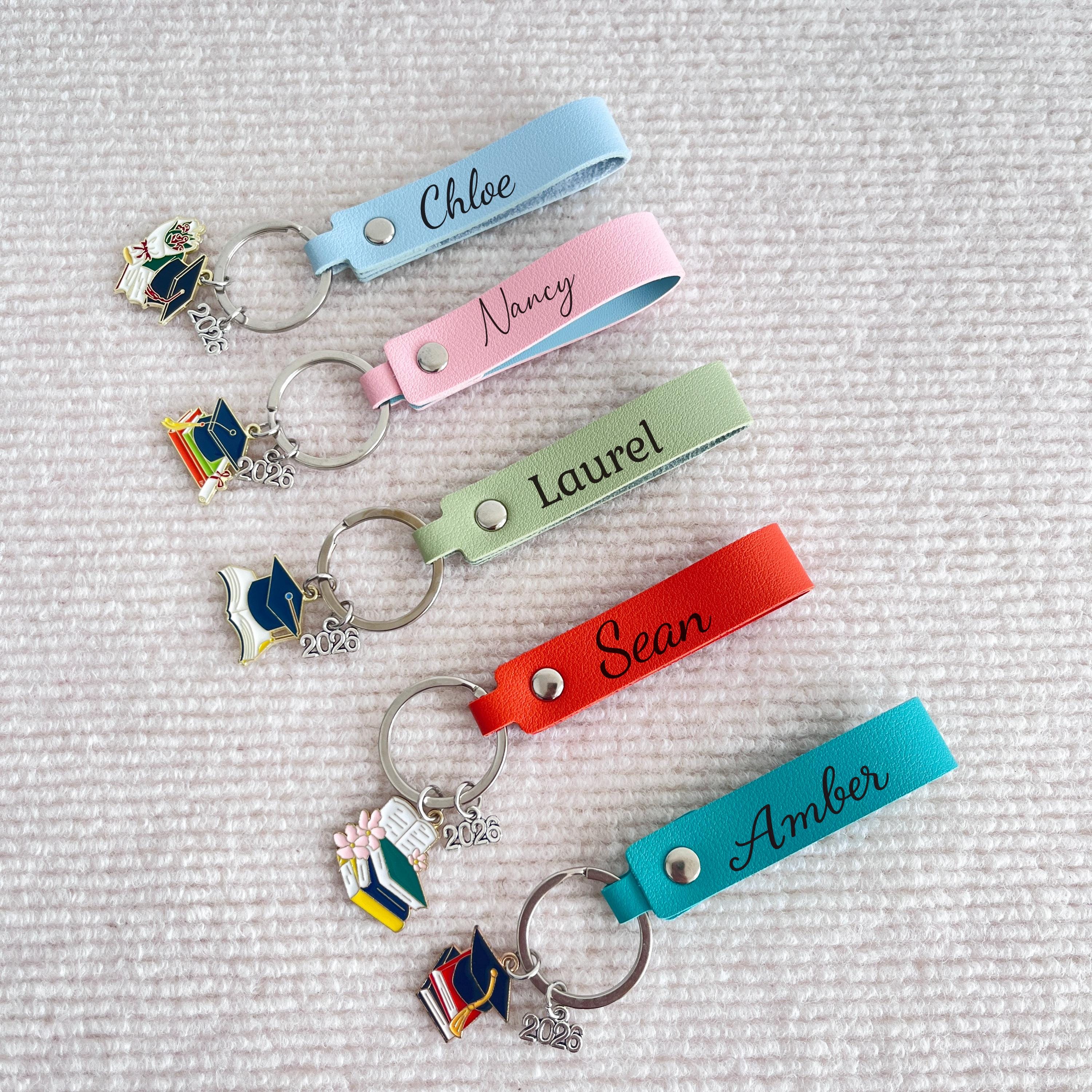 Personalized Name Leather Graduation Keychain,2026 Class Keychain ...