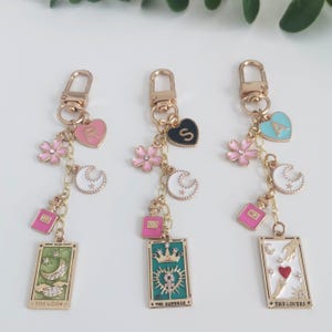 Mystic astrologie sleutelhanger, tarotkaart sleutelhanger, zon, geliefde, ster, maan, goochelaar Gepersonaliseerde sleutelhanger voor moeder, tarottas charme, astrologie sleutelhanger