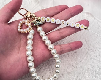 Customizable Seashell Pearl Keychain, Shiny Seashell Pearl Keyring, Cute Seashell Pearl Keychain for Women, Elegant Jewelry Accessory