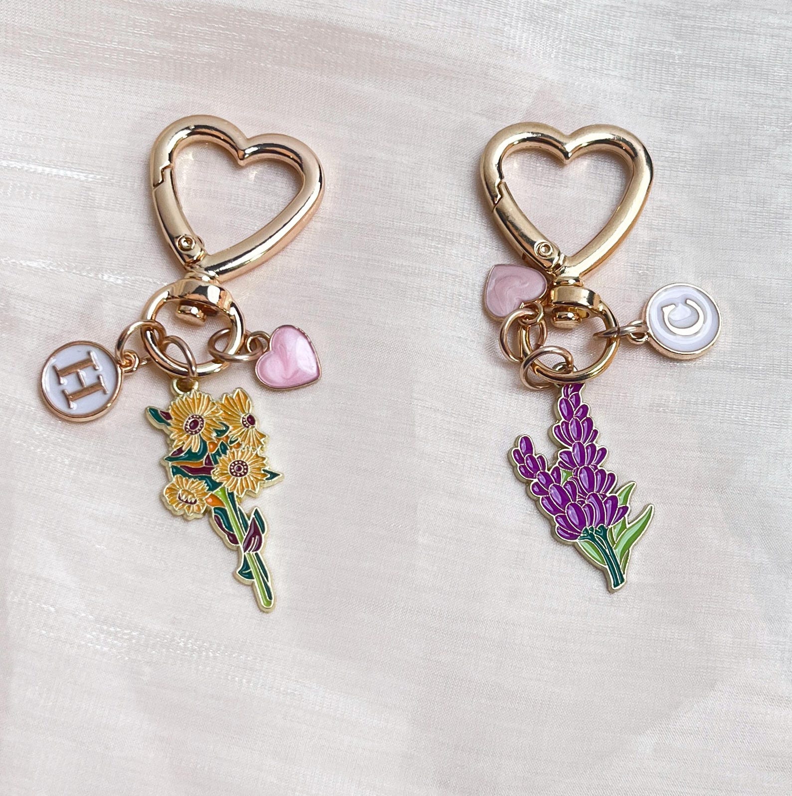 Personalized Flower Keyring Charm,flower Bunch Keyring,keychain for ...