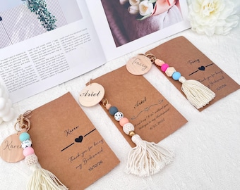 Personalized Bridesmaid boho Keychain Gifts For Wedding, boho Keychain Gift for Bridesmaid Proposals, Maid Of Honor Gifts, Bridesmaid Gifts