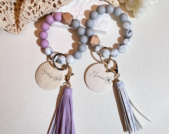 Personalized Custom Birth Flower Name Silicone Wristlet, Custom Keychain,Women Wristlet,Mothers Day Gift, women’s wallet Gifts