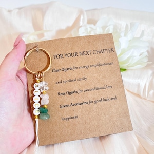 Personalized New CHAPTER.Crystal gift for Next chapter,Crystal keychain,Crystals for new job Gift,New School/Graduation/New Home/Custom Gift