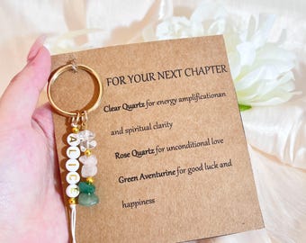 Personalized Crystal Keychain Gift Set: New Chapter, Healing Crystals