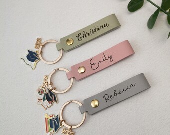 Personalized Name Leather Graduation Keychain,graduation Gift,2025